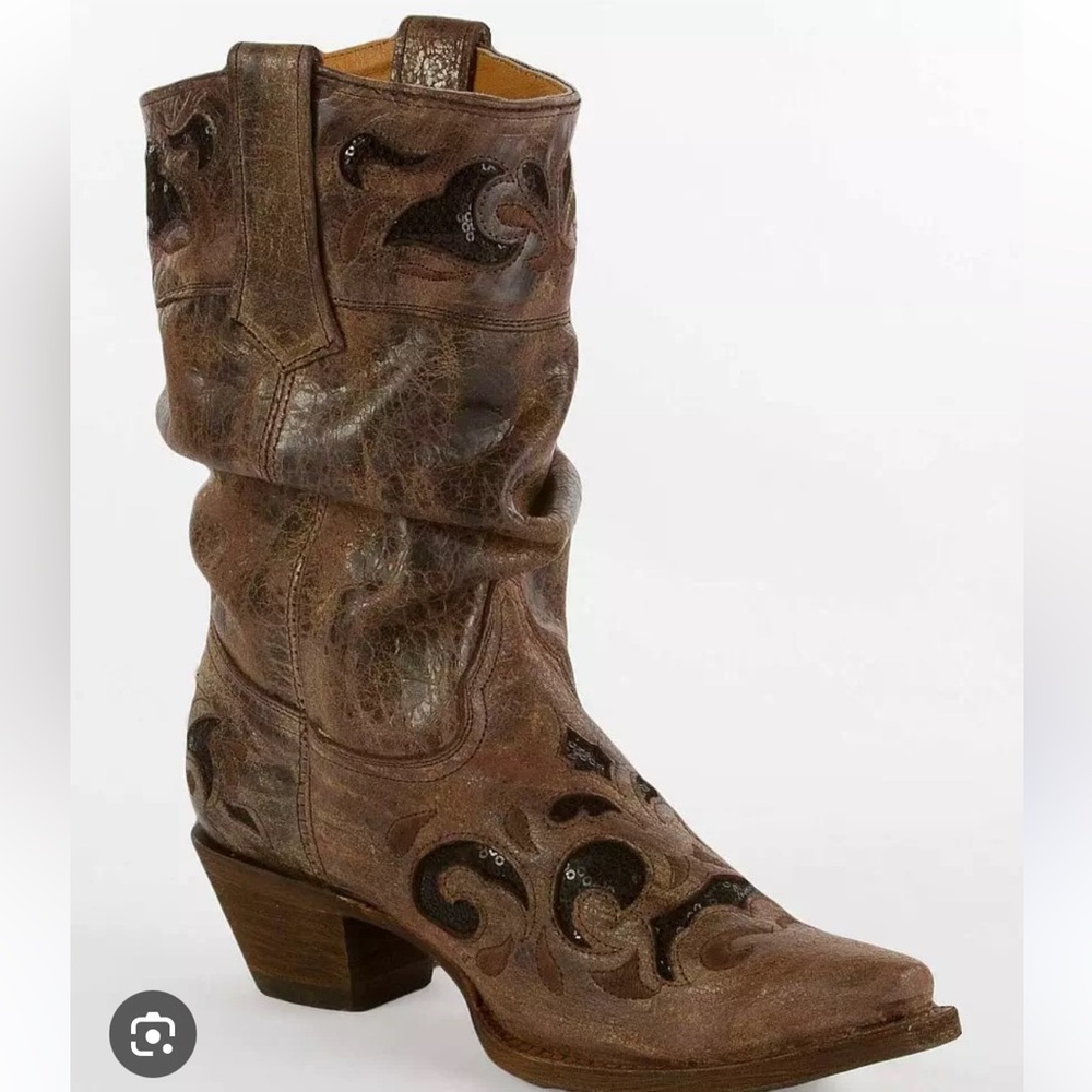 Corral Brown and Black Slouchy Western Boots